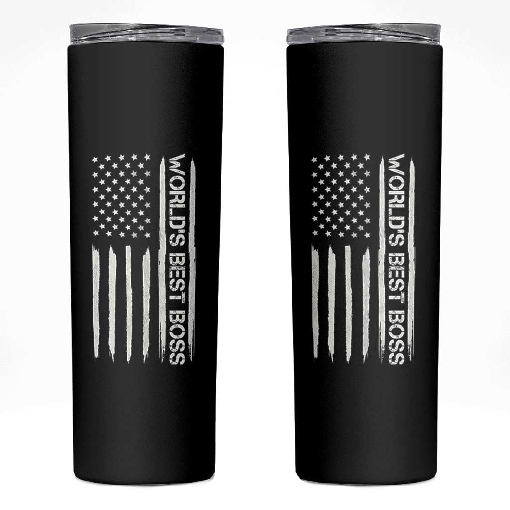 World's Best Boss Skinny Tumbler Gifts for Office Male Female Bosses Coworkers American Flag