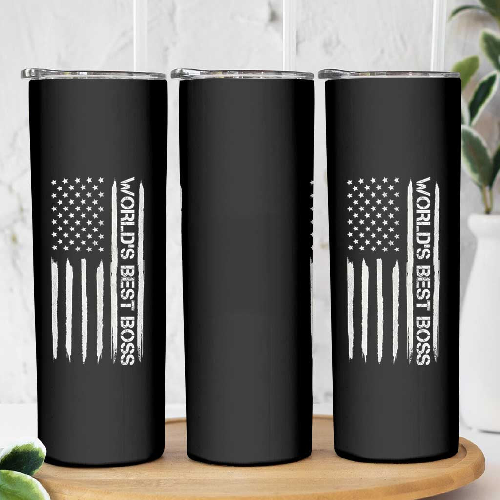 World's Best Boss Skinny Tumbler Gifts for Office Male Female Bosses Coworkers American Flag