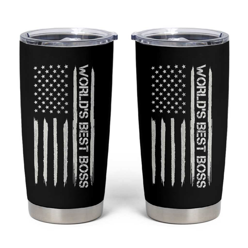 World's Best Boss Tumbler Cup Gifts for Office Male Female Bosses Coworkers American Flag