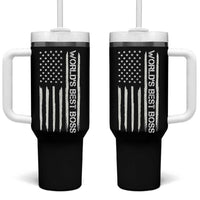 World's Best Boss Tumbler With Handle Gifts for Office Male Female Bosses Coworkers American Flag
