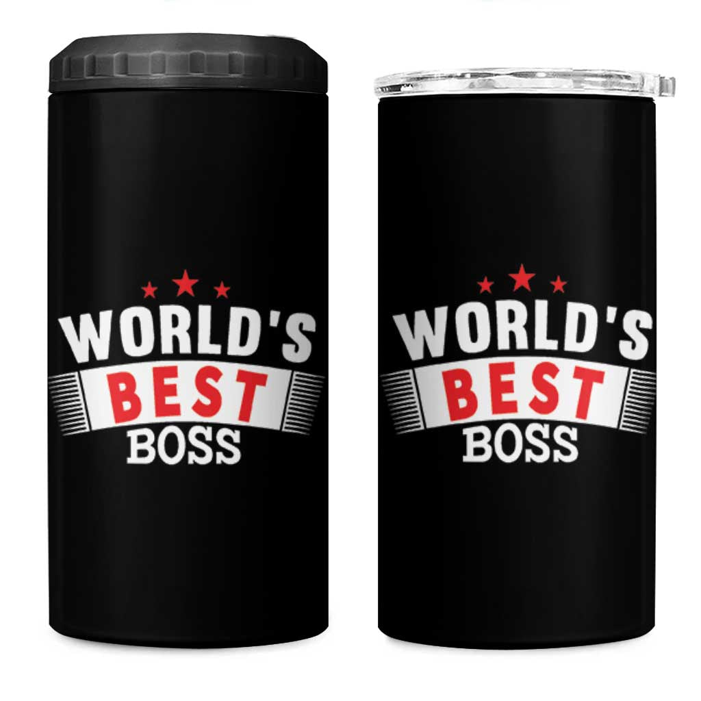 Worlds Best Boss 4 in 1 Can Cooler Tumbler Gifts for Office Bosses Coworkers Leaders Managers