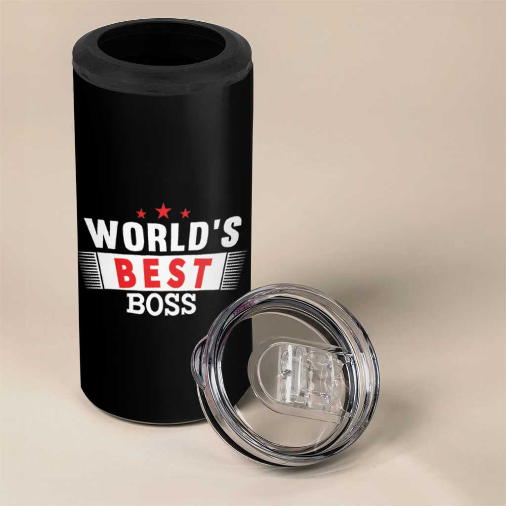 Worlds Best Boss 4 in 1 Can Cooler Tumbler Gifts for Office Bosses Coworkers Leaders Managers