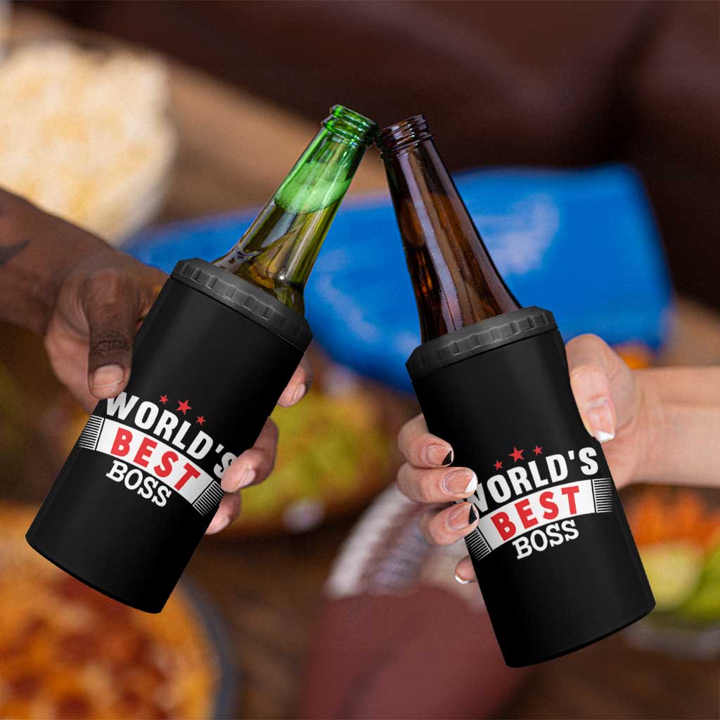 Worlds Best Boss 4 in 1 Can Cooler Tumbler Gifts for Office Bosses Coworkers Leaders Managers