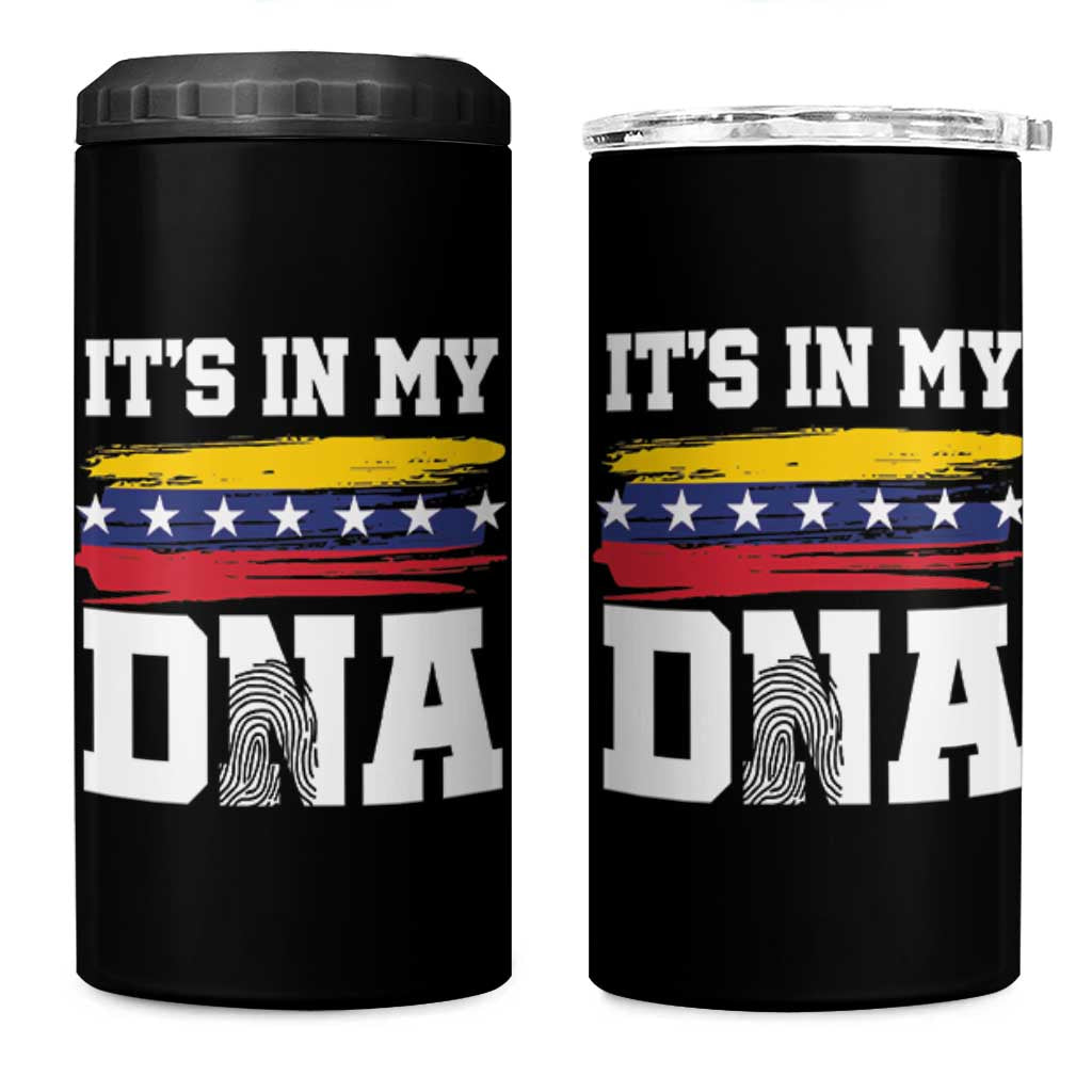 Venezuelan Blood Inside Me 4 in 1 Can Cooler Tumbler Its In My DNA Venezuela Flag Heritage Pride