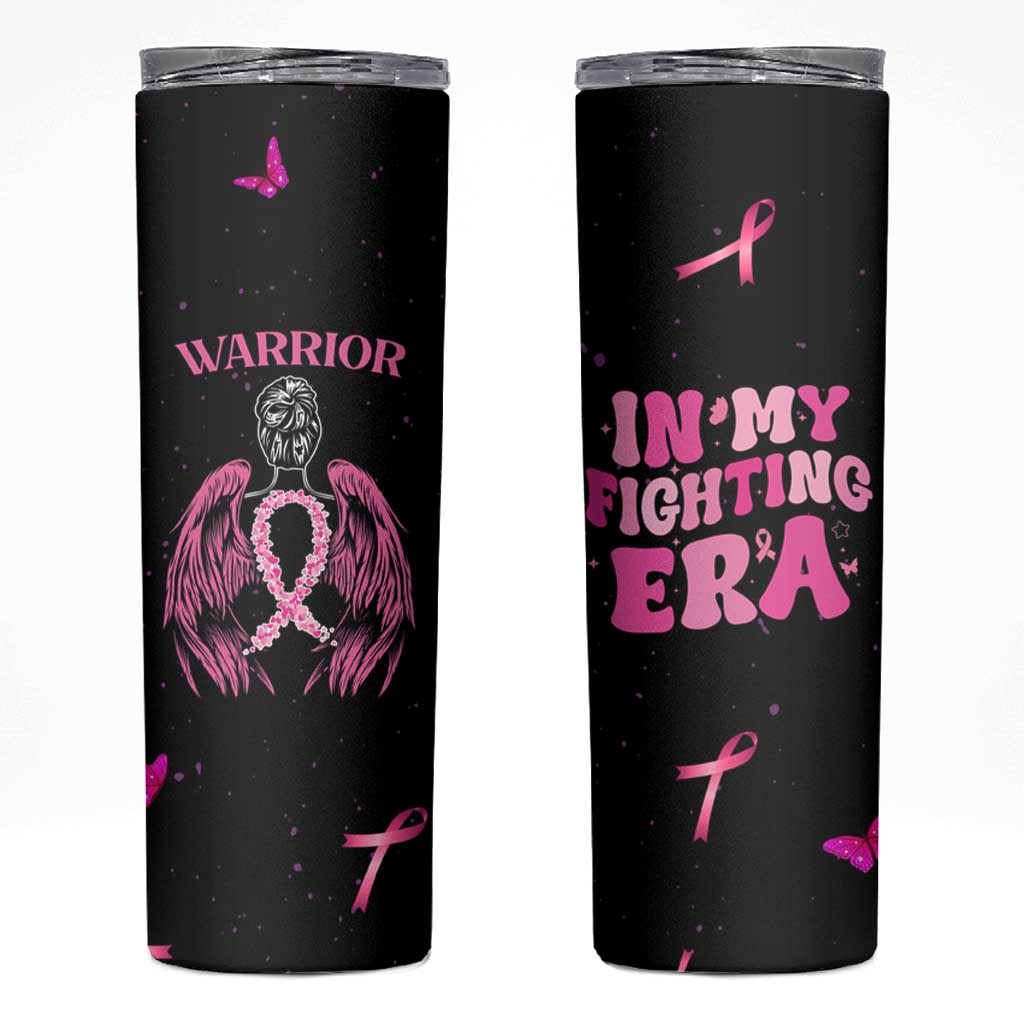 Breast Cancer Warrior Support Squad Skinny Tumbler In My Fighting Era Cancer Care Gifts for Woman Pink Ribbon - Wonder Print Shop