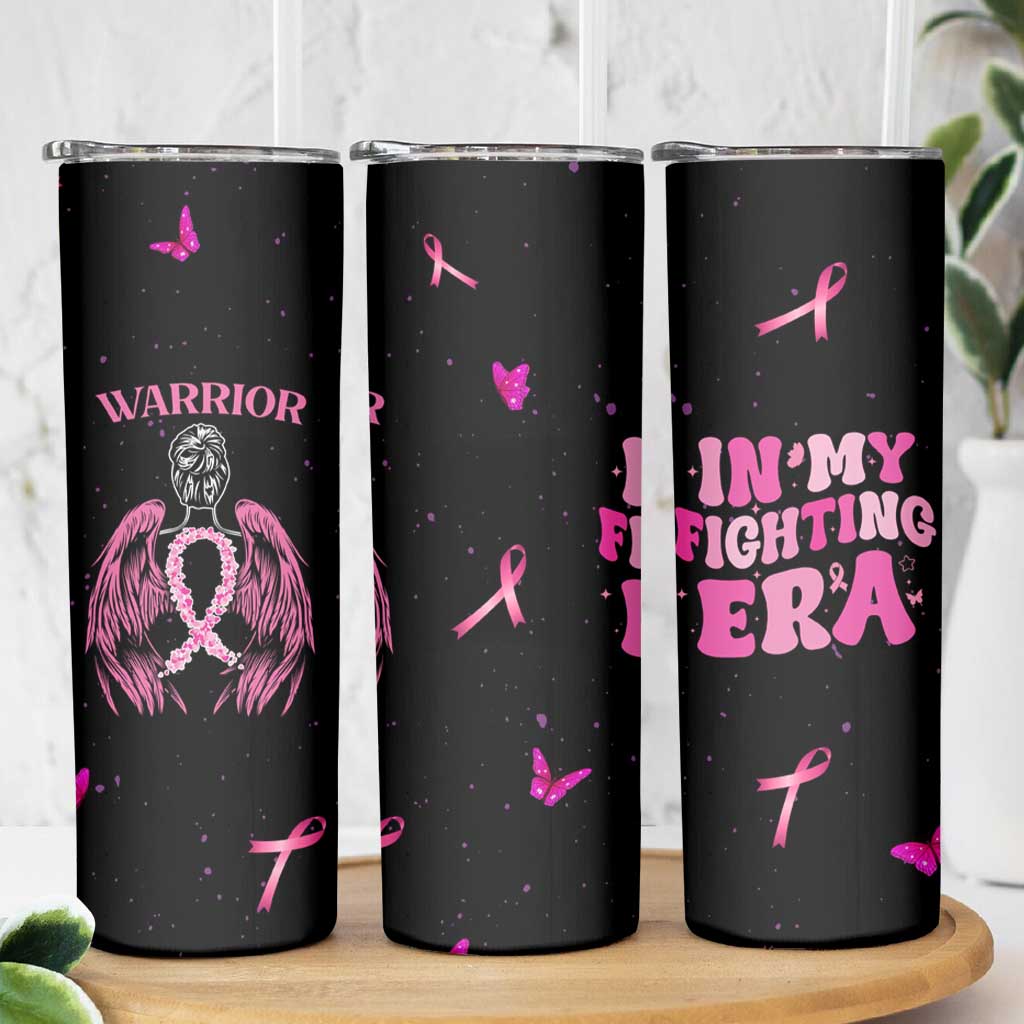 Breast Cancer Warrior Support Squad Skinny Tumbler In My Fighting Era Cancer Care Gifts for Woman Pink Ribbon - Wonder Print Shop