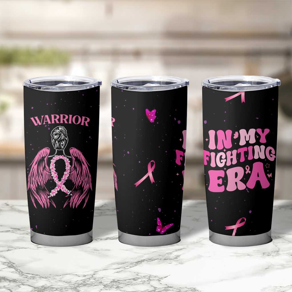 Breast Cancer Warrior Support Squad Tumbler Cup In My Fighting Era Cancer Care Gifts for Woman Pink Ribbon - Wonder Print Shop