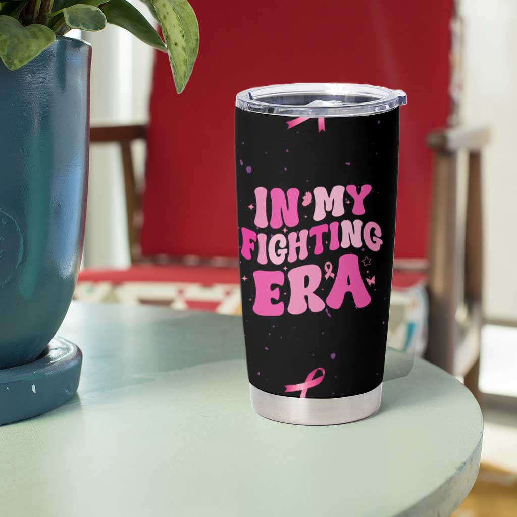 Breast Cancer Warrior Support Squad Tumbler Cup In My Fighting Era Cancer Care Gifts for Woman Pink Ribbon - Wonder Print Shop