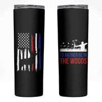 Hunting Gifts For Men Skinny Tumbler Id Rather Be In The Woods Deer Hunting American Flag