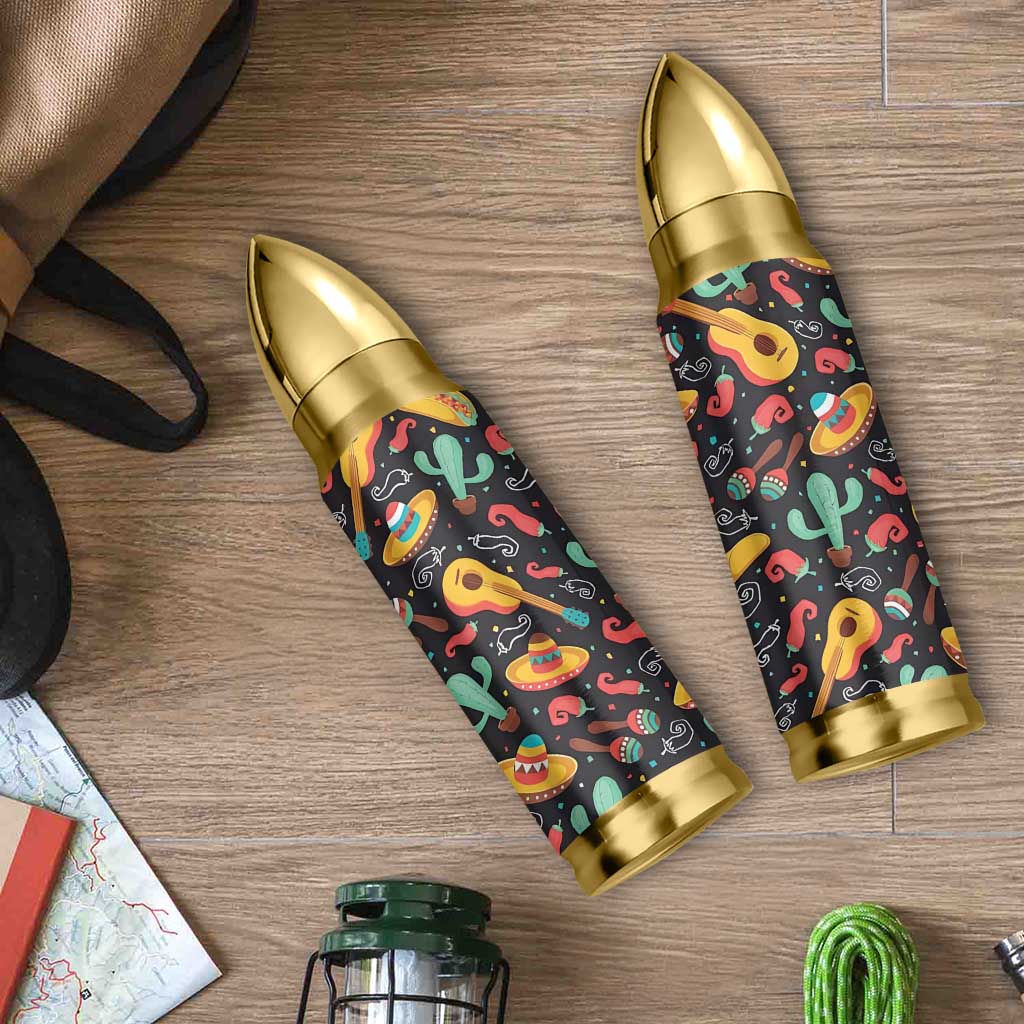Mexican Bullet Tumbler Hot Sombrero Cactus Guitar Black Mexican Fiesta Cinco De Mayo