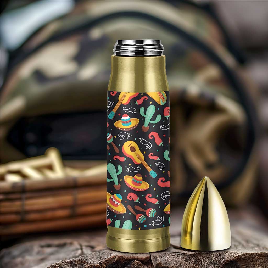 Mexican Bullet Tumbler Hot Sombrero Cactus Guitar Black Mexican Fiesta Cinco De Mayo