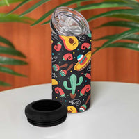 Mexican 4 in 1 Can Cooler Tumbler Hot Sombrero Cactus Guitar Black Mexican Fiesta Cinco De Mayo