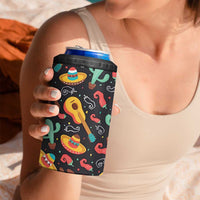 Mexican 4 in 1 Can Cooler Tumbler Hot Sombrero Cactus Guitar Black Mexican Fiesta Cinco De Mayo