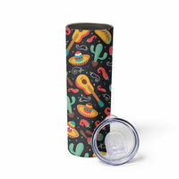Mexican Skinny Tumbler Hot Sombrero Cactus Guitar Black Mexican Fiesta Cinco De Mayo
