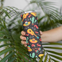 Mexican Skinny Tumbler Hot Sombrero Cactus Guitar Black Mexican Fiesta Cinco De Mayo
