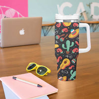 Mexican Tumbler With Handle Hot Sombrero Cactus Guitar Black Mexican Fiesta Cinco De Mayo