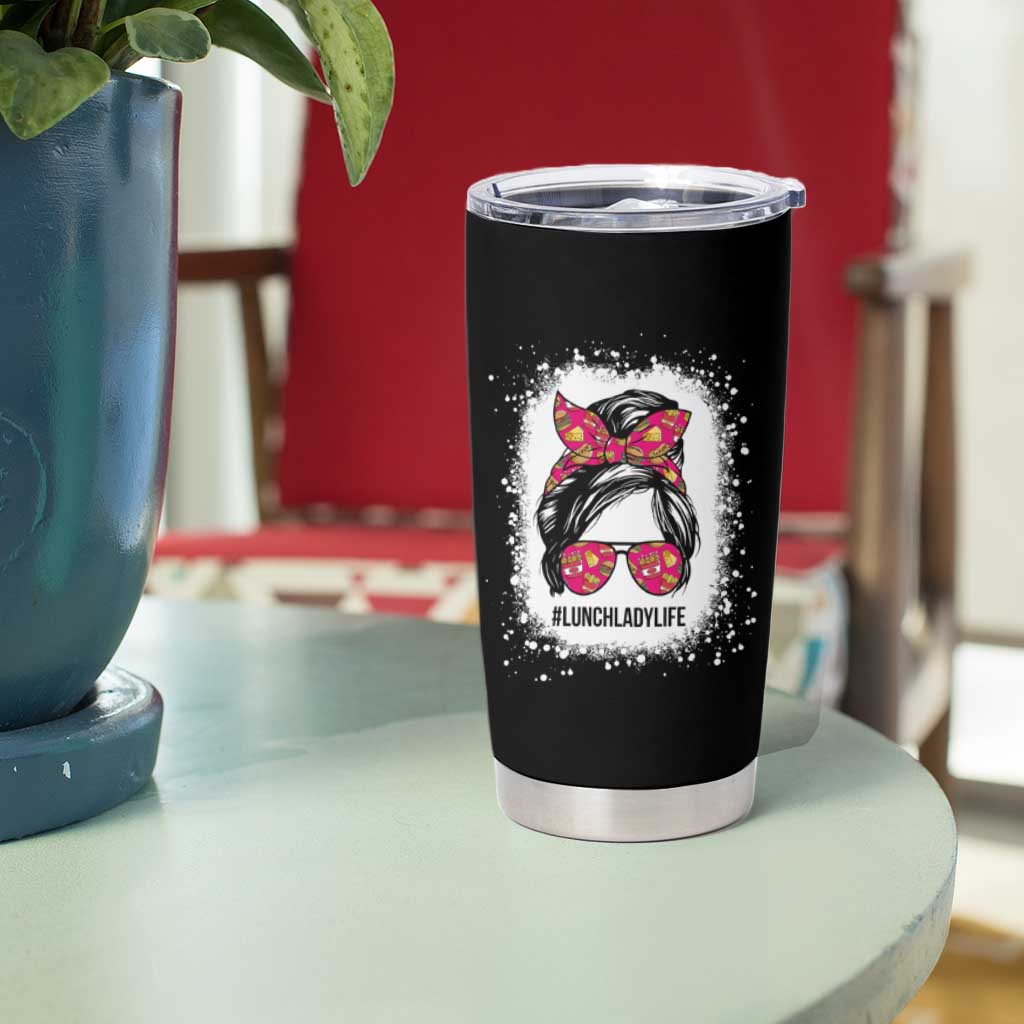 Lunch Lady Life Tumbler Cup Messy Hair Woman - Wonder Print Shop