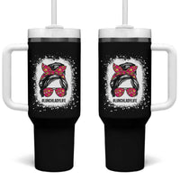 Lunch Lady Life Tumbler With Handle Messy Hair Woman - Wonder Print Shop