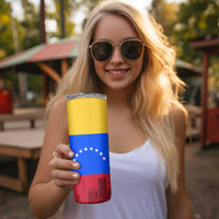Venezuelan Girl Skinny Tumbler Messy Bun Venezuela Flag Heritage Venezuelan Women Girls