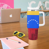 Venezuelan Girl Tumbler With Handle Messy Bun Venezuela Flag Heritage Venezuelan Women Girls