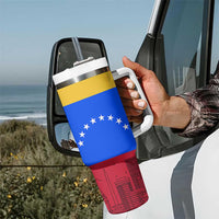 Venezuelan Girl Tumbler With Handle Messy Bun Venezuela Flag Heritage Venezuelan Women Girls