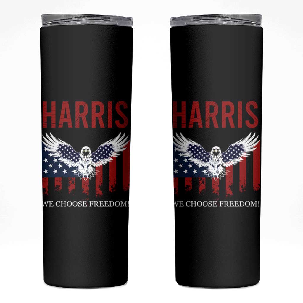 Harris 2024 Election Skinny Tumbler We Choose Freedom Madam President US Flag Eagle - Wonder Print Shop