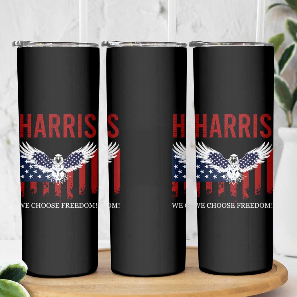 Harris 2024 Election Skinny Tumbler We Choose Freedom Madam President US Flag Eagle - Wonder Print Shop