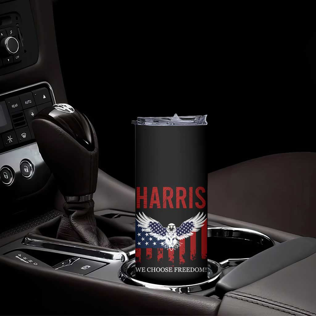 Harris 2024 Election Skinny Tumbler We Choose Freedom Madam President US Flag Eagle - Wonder Print Shop