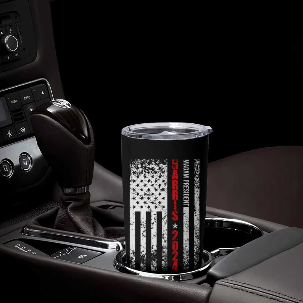 Harris 2024 Election Tumbler Cup It's About Madam Time President Feminist Womens American Flag - Wonder Print Shop