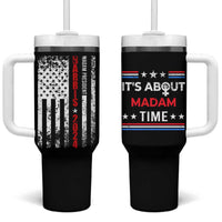 Harris 2024 Election Tumbler With Handle It's About Madam Time President Feminist Womens American Flag - Wonder Print Shop
