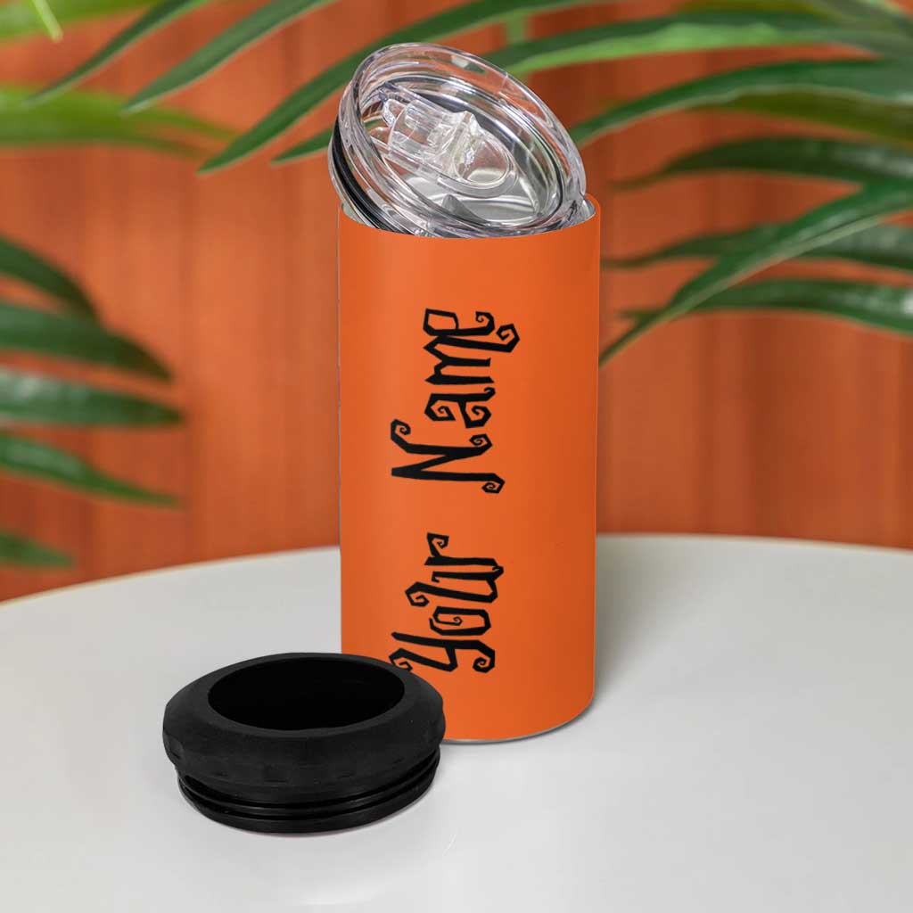 Personalized Halloween Pumpkin Face 4 in 1 Can Cooler Tumbler Custom Name Travel Coffee Cup Orange - Wonder Print Shop