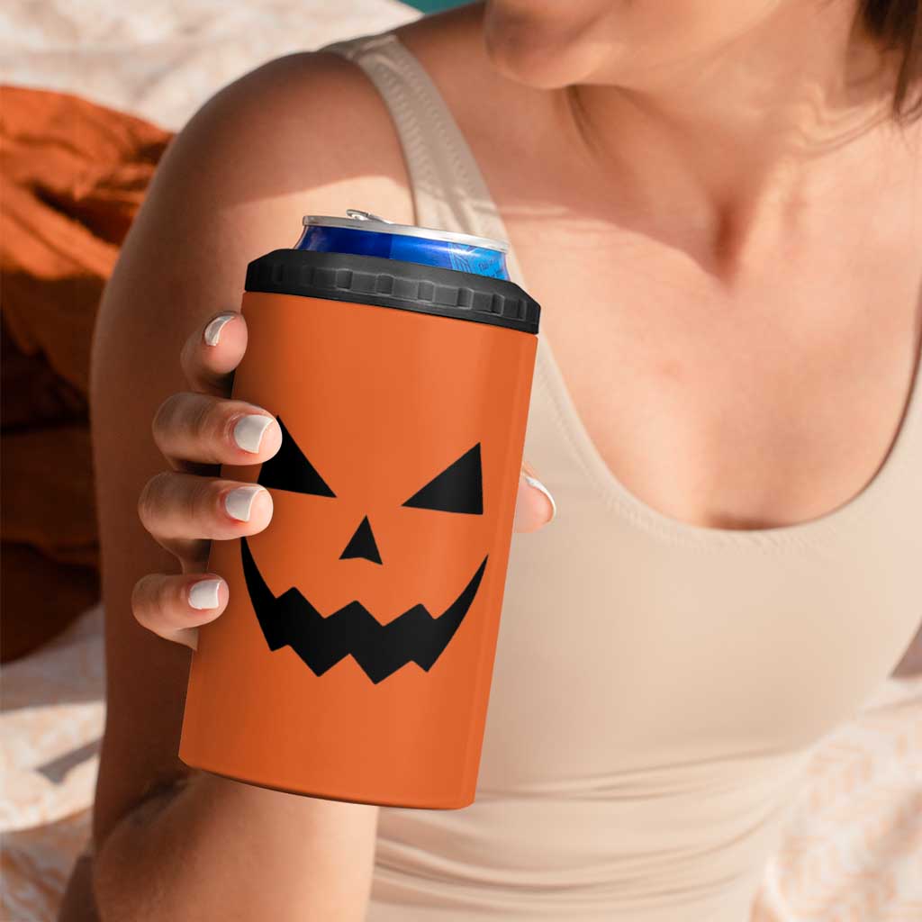 Personalized Halloween Pumpkin Face 4 in 1 Can Cooler Tumbler Custom Name Travel Coffee Cup Orange - Wonder Print Shop