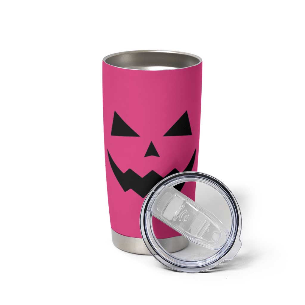 Personalized Halloween Pumpkin Face Tumbler Cup Custom Name Travel Coffee Cup Pink - Wonder Print Shop