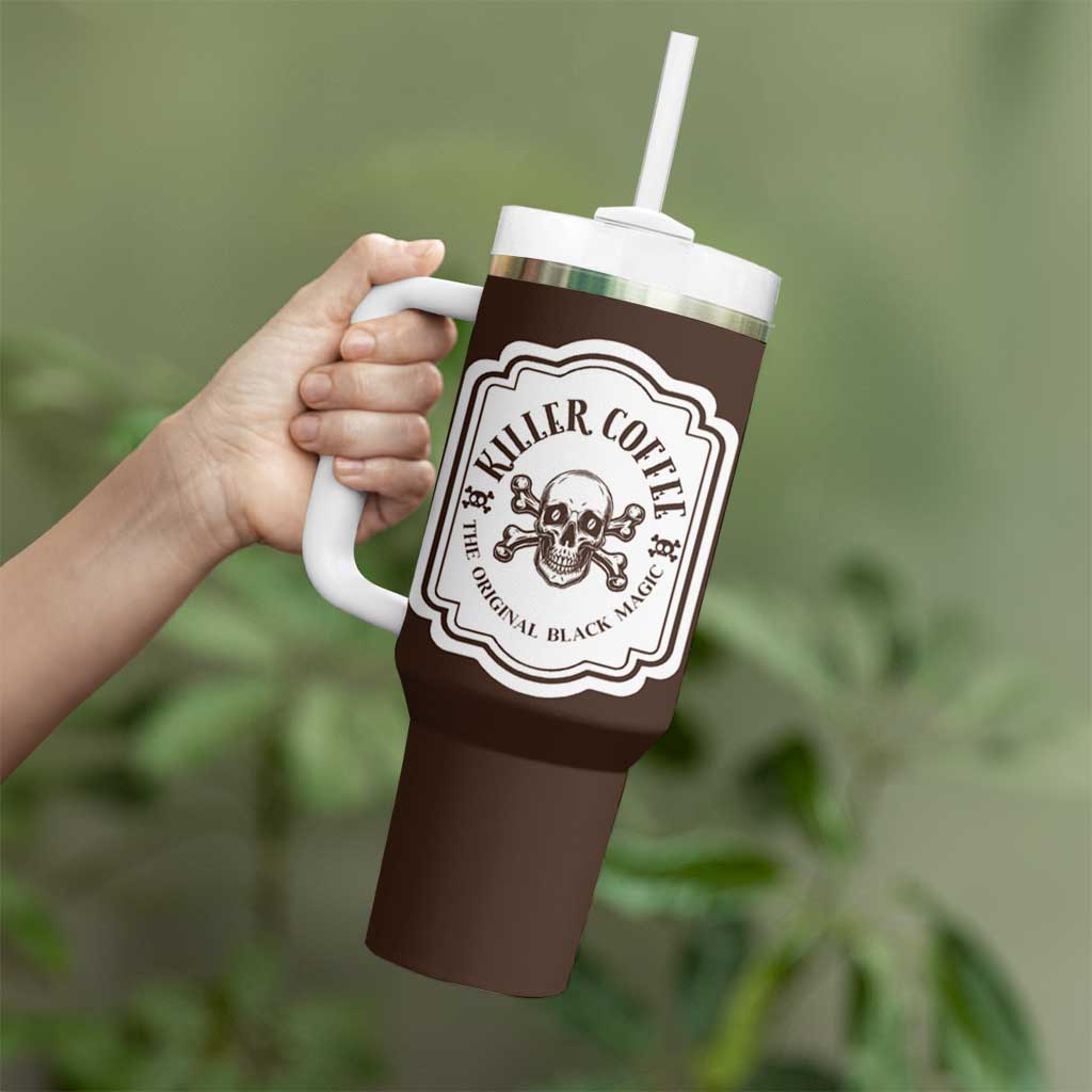 Skull Coffee Lovers Gift Tumbler With Handle Halloween Skeleton Killer - Wonder Print Shop
