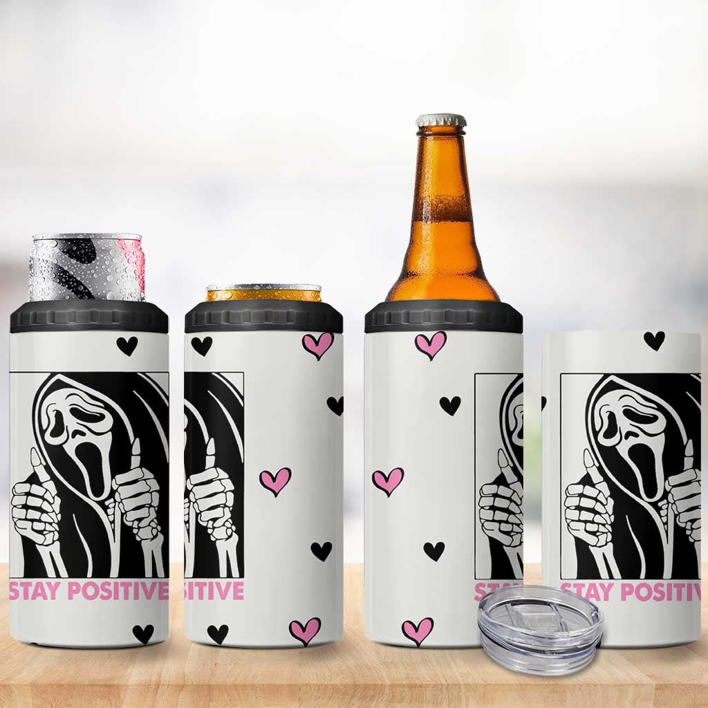 Funny Halloween Grim Reaper 4 in 1 Can Cooler Tumbler Stay Positive Inspirational Quotes - Wonder Print Shop