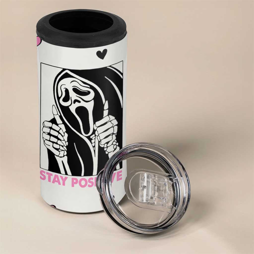 Funny Halloween Grim Reaper 4 in 1 Can Cooler Tumbler Stay Positive Inspirational Quotes - Wonder Print Shop