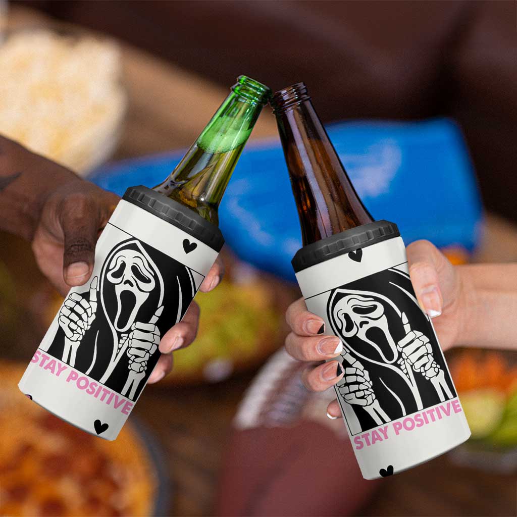 Funny Halloween Grim Reaper 4 in 1 Can Cooler Tumbler Stay Positive Inspirational Quotes - Wonder Print Shop