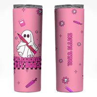 Personalized Halloween Teacher Gift Skinny Tumbler Custom Name Funny Ghost Teaching My Boos - Wonder Print Shop