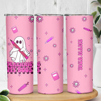 Personalized Halloween Teacher Gift Skinny Tumbler Custom Name Funny Ghost Teaching My Boos - Wonder Print Shop