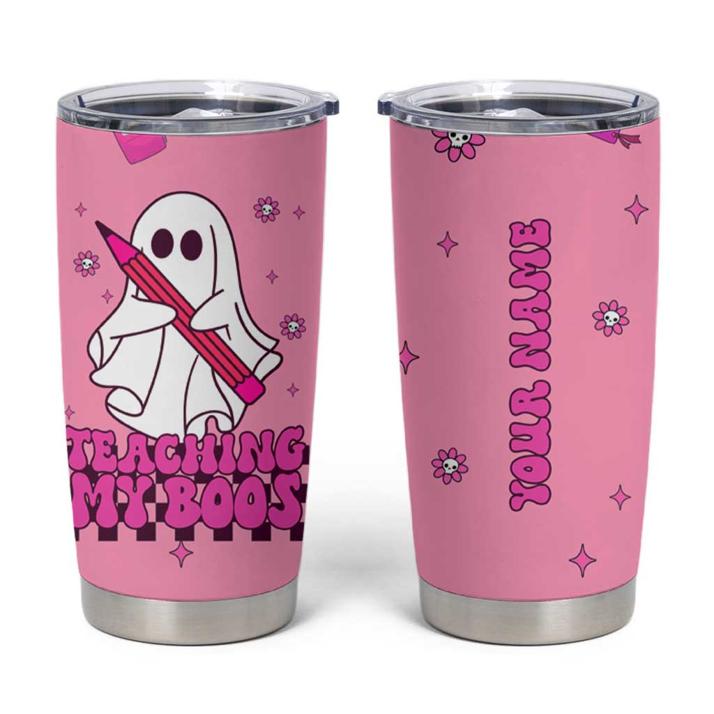 Personalized Halloween Teacher Gift Tumbler Cup Custom Name Funny Ghost Teaching My Boos - Wonder Print Shop