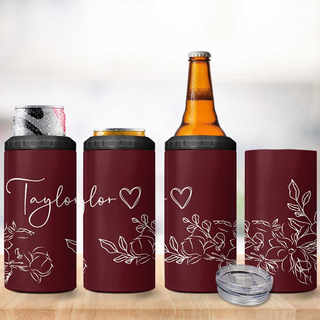 Personalized Wildflower Floral 4 in 1 Can Cooler Tumbler Custom Name Mothers Day Gift From Daughter Son