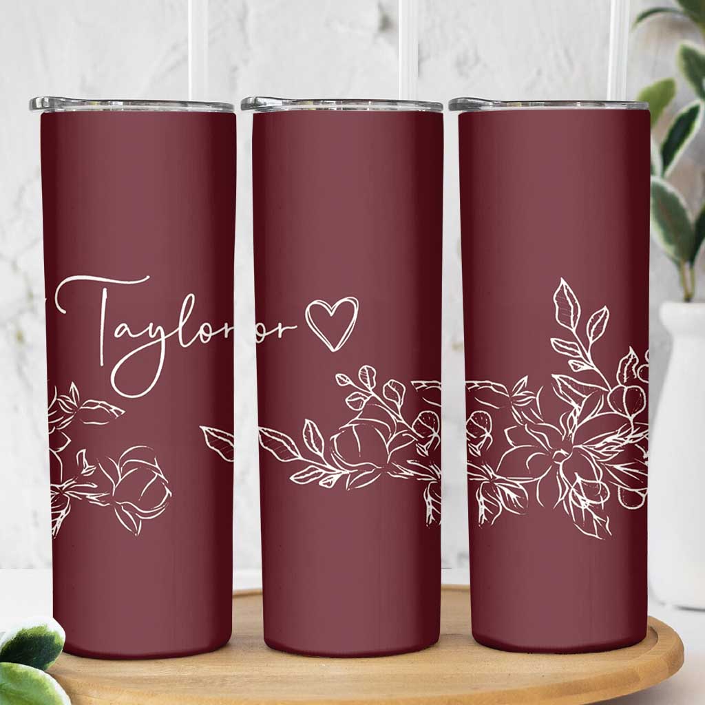 Personalized Wildflower Floral Skinny Tumbler Custom Name Mothers Day Gift From Daughter Son