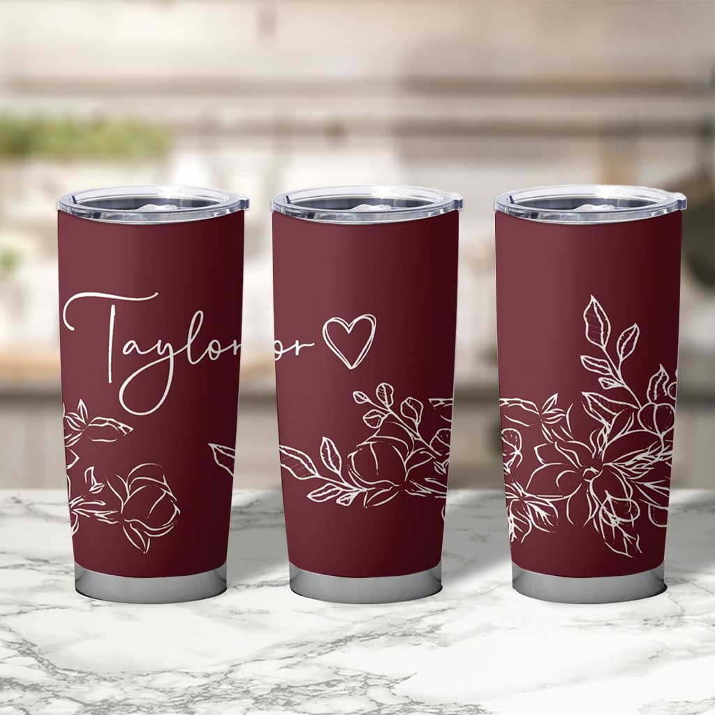 Personalized Wildflower Floral Tumbler Cup Custom Name Mothers Day Gift From Daughter Son