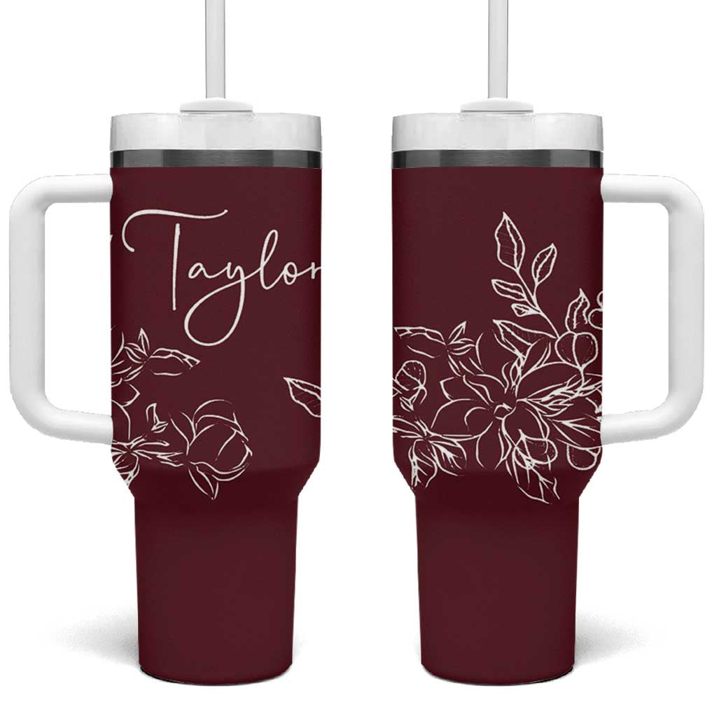Personalized Wildflower Floral Tumbler With Handle Custom Name Mothers Day Gift From Daughter Son