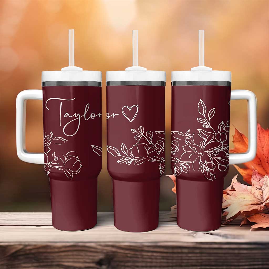 Personalized Wildflower Floral Tumbler With Handle Custom Name Mothers Day Gift From Daughter Son