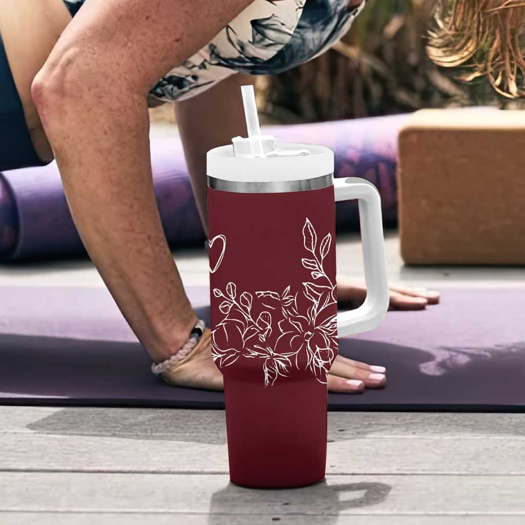 Personalized Wildflower Floral Tumbler With Handle Custom Name Mothers Day Gift From Daughter Son