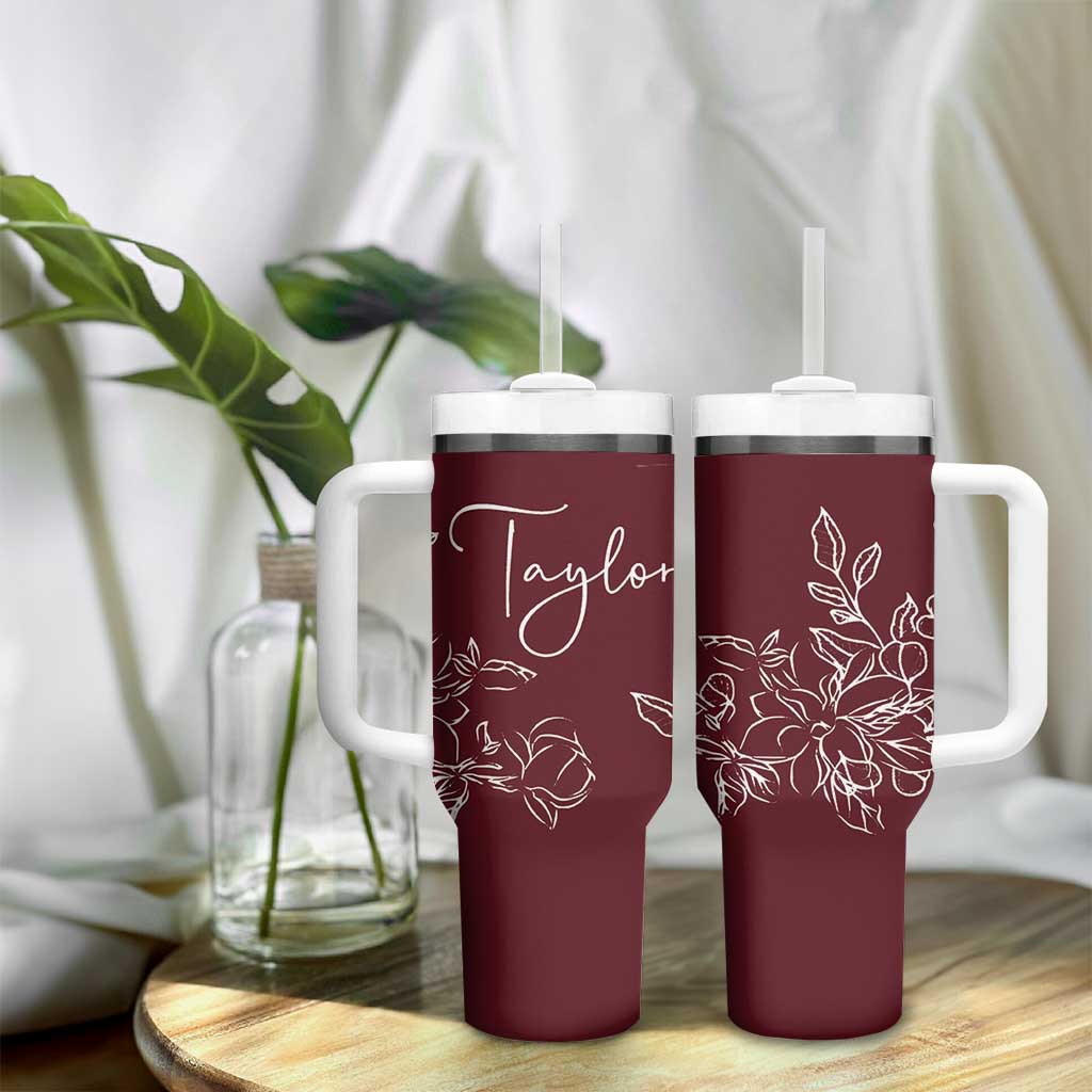 Personalized Wildflower Floral Tumbler With Handle Custom Name Mothers Day Gift From Daughter Son