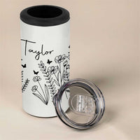 Personalized Wildflower 4 in 1 Can Cooler Tumbler Custom Name Custom Name Gift For Women Butterflies Floral