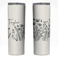 Personalized Wildflower Skinny Tumbler Custom Name Custom Name Gift For Women Butterflies Floral