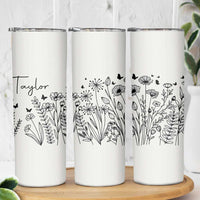 Personalized Wildflower Skinny Tumbler Custom Name Custom Name Gift For Women Butterflies Floral